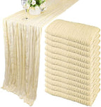 35x72 Inch Beige Cheesecloth Table Runner Rustic Boho Wedding Party Decor by Fivenl