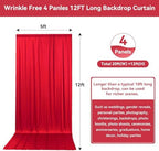 20FTx12FT Red Backdrop Curtains for Weddings Party, Birthdays and Labor Day - Image 3