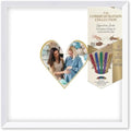 Solid Wood Signature Frame With Heart Opening - White Wood - Metallic Gold Accent Mat - Guest Book Alternative With Gel Pens Made in the USA by CustomPictureFrames