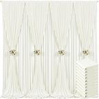50ft x 10ft Ivory Backdrop Curtain for Wedding Ivory Wrinkle Free Backdrop Drapes Panels for Parties Baby Shower Bridal Shower Birthday Photo Photography Polyester Fabric Background Decoration by Suppromo