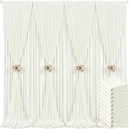 50ft x 10ft Ivory Backdrop Curtain for Wedding Ivory Wrinkle Free Backdrop Drapes Panels for Parties Baby Shower Bridal Shower Birthday Photo Photography Polyester Fabric Background Decoration by Suppromo
