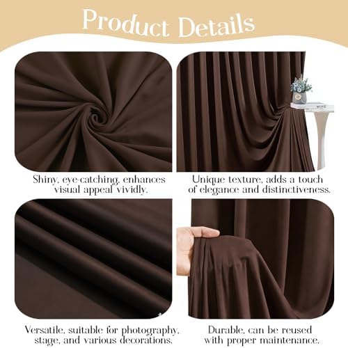 50ft x 10ft Brown Backdrop Curtains, Brown Drapes for Backdrop Fabric - Image 3