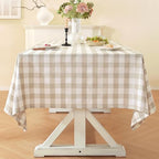 Laolitou Beige Checkered Tablecloth Rectangle Tables Buffalo Plaid Gingham Table Cloth Cotton Linen Rustic Tablecloths Washable Wrinkle Free for Party Picnic Kitchen, 60"x90" 6-8 Seats by Laolitou