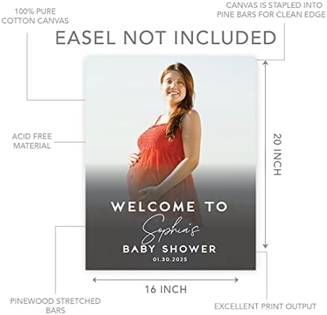 Andaz Press 16"x20" Personalized Canvas Baby Shower Welcome Sign, Custom Photo Rustic Gender Neutral Large Welcome Baby Shower Sign for Easel Stand, Baby Shower Decorations - Image 5