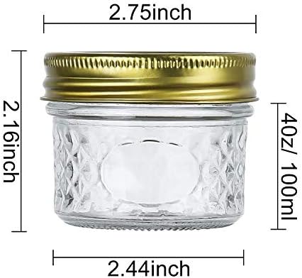 4oz Glass Jars With Regular Lids,Mini Wide Mouth Mason Jars,Clear Small Canning Jars With Gold Lids,Canning Jars For Honey,Herbs,Jam,Jelly,Baby Foods,Wedding Favor,Shower Favors 40 Pack - Image 2