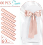 60 PCS Rose Gold Satin Chair Sashes, 7 x 108 Inch - Image 2
