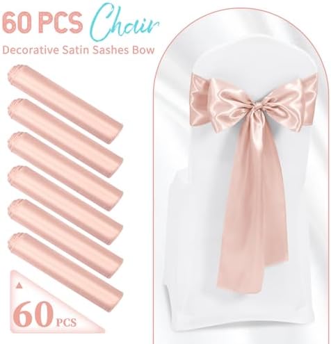 60 PCS Rose Gold Satin Chair Sashes, 7 x 108 Inch - Image 2