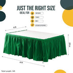 Exquisite Ruffle Table Skirt Emerald Green 12 Pack 14 Ft Long Table Skirts for Rectangle Tables 6ft Plus or Round Tables Skirts with Adhesive Strip for Gender Reveal Decor & Happy Birthday Parties - Image 4