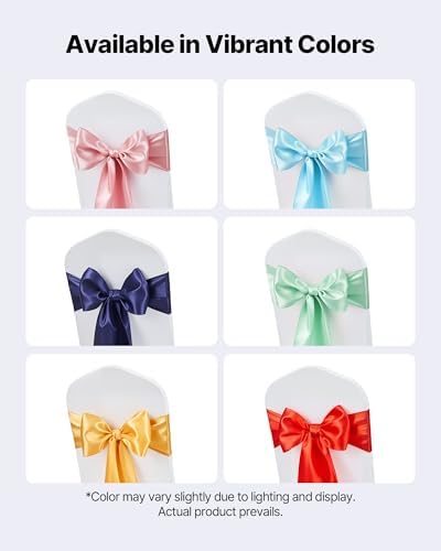 VEVOR Satin Chair Sashes Bows, Chair Ribbon Ties Back Sash, 7 x 108 inch, Wedding Reception Decoration, for Wedding Ceremony Baby Shower Party Events Banquet Cover Decoration (Navy Blue, 50pcs) - Image 5