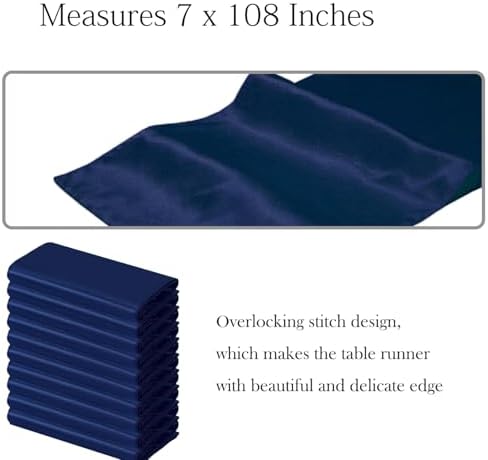 50 Pack Navy Blue Chair Sashes Bows Satin Wedding Chair Ribbons 7x108 Inch - Image 2