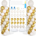 2 Sets Adjustable Balloon Column Stand Kit with Bases（ Sand White Gold） by Naozinebi