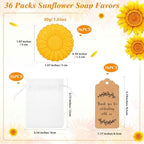 Demissle 100 Sets Wedding Party Favors Sunflower Soap Favors for Guests with Thank You Tag Gift Pouches Sunflower Party Supplies for Adults Return Gift Bridal Shower Baby Shower Decorations - Image 2