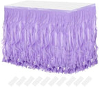 MECCANIXITY 14ft Light Purple Tutu Table Skirt, Tulle Curly Willow Table Skirt for Rectangle Tables, Ruffle Table Skirt for Birthday Wedding Gender Reveal Party by MECCANIXITY