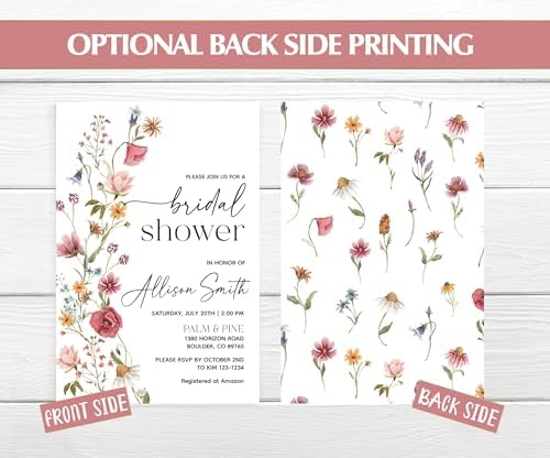 All Ewired Up Baby in Bloom Shower Invitations with Envelopes and Diaper Raffle Tickets and Baby Book Cards, Boho Wildflower Gender Reveal Party Baby Shower Activities Supplies, Personalized - Image 4