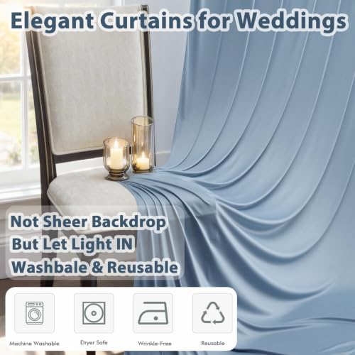 20×10 Dusty Blue Backdrop Curtain for Wedding Party Decor Wrinkle Free - Image 5