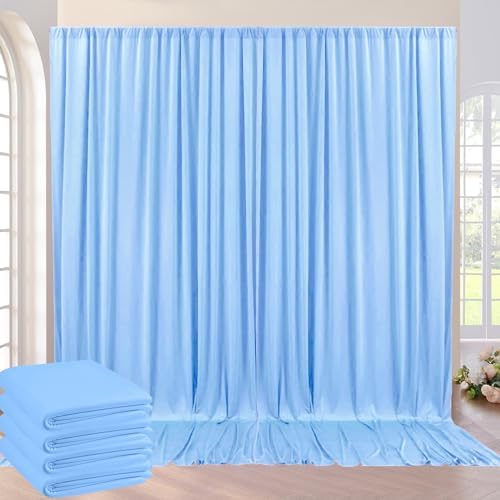 20ft x 10ft Wrinkle Free Baby Blue Backdrop Curtain for Boy Birthday Party,4 Panels 5×10ft Soft Silky Polyester Blue Photo Backdrop Drapes for Baby Shower Gender Reveal Wedding Photography by ENJOYYOURPARTY