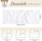 12 Pack White Table Runner 10Ft Cheesecloth Table Runner Rustic Gauze Table Runners Romantic Long Sheer Fabric Cheese Cloth Table Runners for Wedding Party Bridal Baby Shower - Image 2