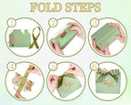Whaline 50 Pcs Thank You Paper Gift Bags with Bows Sage Green Party Favor Bag with Handles Mini Candy Treat Bags for Wedding Bridal Baby Shower Birthday Party (Assembly Required) - Image 3