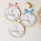 Embroidery Baby Name Sign, Personalized Welcome Baby Hoop Sign with Bow, Custom Baby Name Sign for Hospital, Infant Baby Shower Gifts New Parents (08) - Image 2