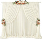 20ft x 10ft Ivory Backdrop Curtain Drapes, Wrinkle-Free Sheer Chiffon Fabric Photo Background Panels for Wedding Arch Party Ceremony Stage Photography Decorations by WishCare