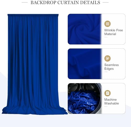 20ft x 10ft Royal Blue Wrinkle Free Backdrop Curtains for Graduation Party Backdrops Curtain Drapes Fabric Decor Photo Back Drop Cloth for Patriotic Holidays Birthday Wedding & Formal Event - Image 3