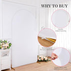7.2FT 6FT White Arch Backdrop Cover Set of 2, Wrinkle-Free Stretchy Spandex Wedding Arch Set, Round Chiara Backdrop Stand for Birthday Party Baby Shower Photo Background - Image 3
