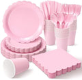 Vyntra 350 Pcs Pink Paper Plates and Napkins Party Supplies by PartyTablewareSupplies
