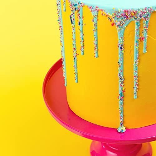 11-Inch Bright Pink Melamine Cake Stand Reusable Party Dessert Display - Image 3