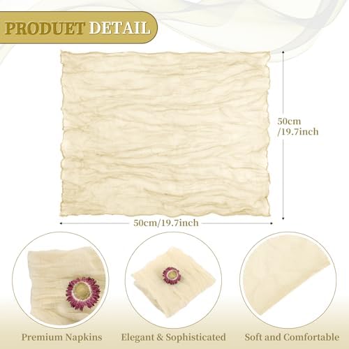 fani 60 Pack Gauze Cheesecloth Napkins, 20 x 20 in, Ivory - Image 2