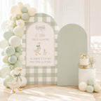 Set of 2 Arch Backdrop Covers Silly Goose Baby Shower Sage Green Gingham Birthday Party Gender Reveal Decoration (Goose,7.2FT & 6FT) by HISDH