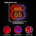 Route 66 Neon Sign, Route 66 Led Neon Light Signs Light up Sign for Wall Decor Home Bedroom Bar Man Cave Party Decorations Birthday Gift Dimmable USB Powered(12.6" × 12.1") - Image 3