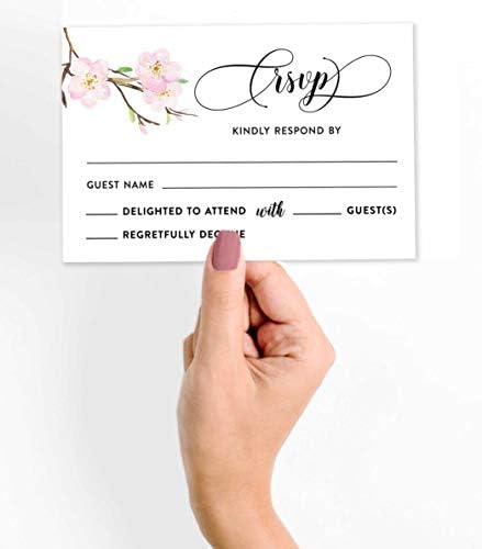 50 Blank RSVP Cards with White Envelopes-Floral & Leaves Style Response Card-RSVP for Wedding-Rehearsal Dinner-Baby Shower-Bridal Shower-Engagement Party Invitations - Image 3
