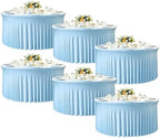 GALLETY 6 Pack Baby Blue Round Tablecloths for 6FT Tables, 132" Fitted Round Tablecloth with Skirt, Wrinkle Free Spandex Table Cloth, Stretch Covers for Baby Shower, Wedding Venue & Vendor Display by Creativepartyuniquedecorat