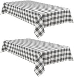 Hiasan Checkered Tablecloth Waterproof 2 Pack 60 x 120 inch Grey and White by Hiasan