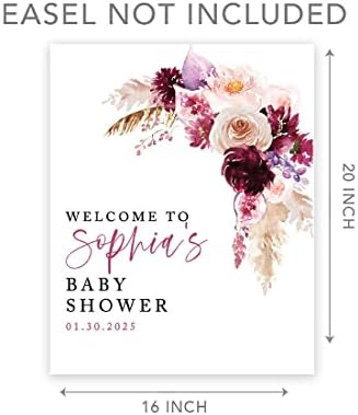 Andaz Press Custom Large Baby Shower Welcome Sign, 16" x 20" Watercolor Boho Florals Personalized Canvas Welcome Sign Gender-Neutral Signage Canvas Sign for Baby Sprinkle Fall Baby Shower Decorations - Image 5