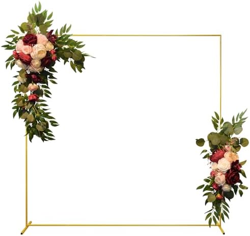 Wedding Arch Backdrop Stand 6.6x6.6 FT Gold Square Balloon Arch Frame for Wedding, Birthday Party, Baby Shower Ceremony Decoration by CHUNQIANGCAIDESIGN
