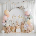 Gallety 2 Pcs 7.2 FT White Round Backdrop Cover for 5 to 7.2ft Circle Arch Stand with Oh Baby and Happy Birthday Decal Sign - Arch Backdrop Cover for Wedding Party Photography Decoration - Image 5