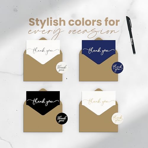 100 Pieces of White With Gold Thank You Cards, Two Thank You Notes Designs, 4x6 Inch Thank You Card, Elegant Thank You Cards Baby Shower, Thank You Cards With Envelopes Bulk with 120 Stickers, Free - Image 5