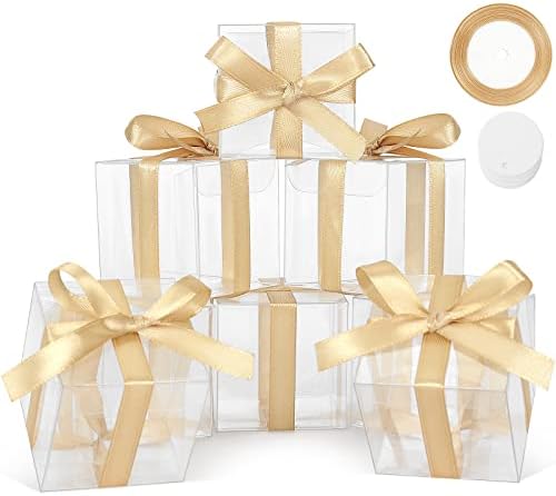 COTOPHER 5x5x5 Inches Clear Gift Boxes 35 Pcs Clear Boxes for Favors by COTOPHER
