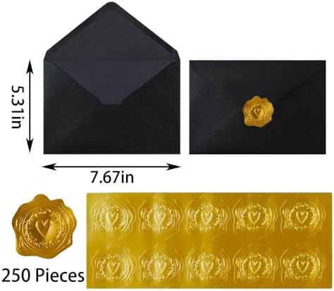 A7 Black 5x7 Envelopes 250Pcs, 120g Pearl Paper with Gold Stickers - Image 2