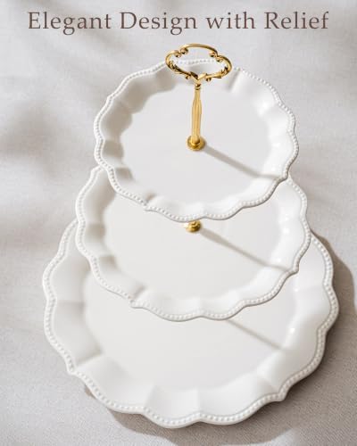 3 Tier Cupcake Stand, Ceramic Tiered Serving Stand - Image 3
