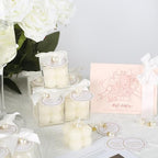 ACITHGL 30 Sets Fully Assembled Small Bubble Candle Party Favors for Guests Bulk Bridal Showers Favors Candles with Stylish Ribbons Thank You Cards Gifts (White) - Image 3