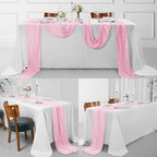 30 Pack Pink Cheesecloth Table Runner 9FT Rustic Sheer Table Runners 17x108 Inch Gauze Boho Runner for Wedding Bridal Baby Shower Birthday Party Table Decorations - Image 6