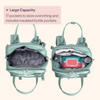 BabbleRoo Diaper Bag Backpack - Baby Essentials Travel Bag - Multi Function Water Resistant Diaper Bag, Travel Essentials Baby Bag with Changing Pad, Stroller Straps & Pacifier Case – Sage Green - Image 4