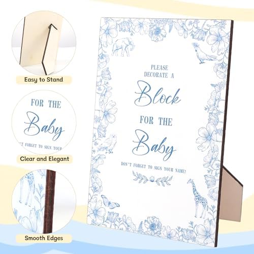 114Pcs Baby Shower Blocks Game Kit, 52 Wooden Blocks, 24 Paint Markers - Image 3
