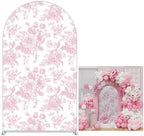 Peach Pink Floral Arched Backdrop Covers Double-Sided Stretchy Arch Stand Cover for Girls Birthday Baby Shower Fiesta Party Decoration Supplies(No Stand!) - Image 5
