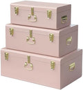 Vixdonos Decorative Box Set of 3 Metal Trunks Chest with Safety Lock Clasp for Treasure Organization and Home Dorm Decor,26.8x16.5x11Inches by Vixdonos