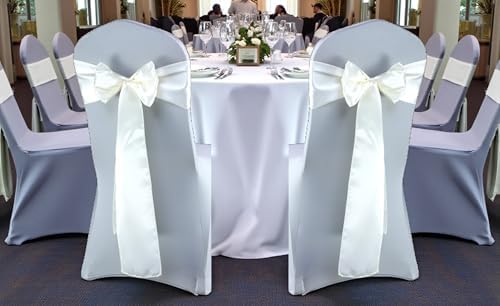 MDS® Pack of 75 Satin Chair Sashes for Wedding & Events – Ivory - Image 2