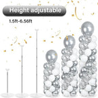 2 Sets Adjustable Balloon Column Stand Kit with Bases（Silver and White） - Image 4