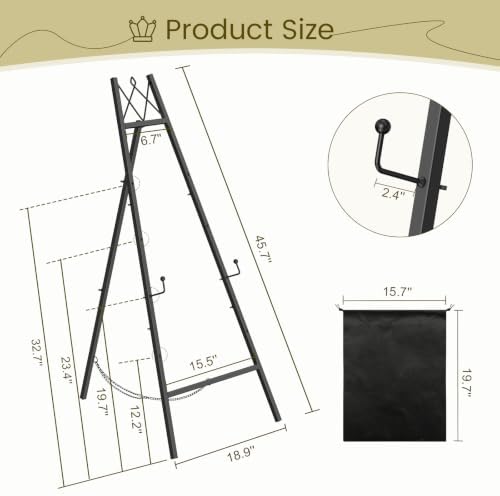 Snughome 45.7" Black Easel Stand for Sign, Wedding, with Drawstring Bag - Image 3